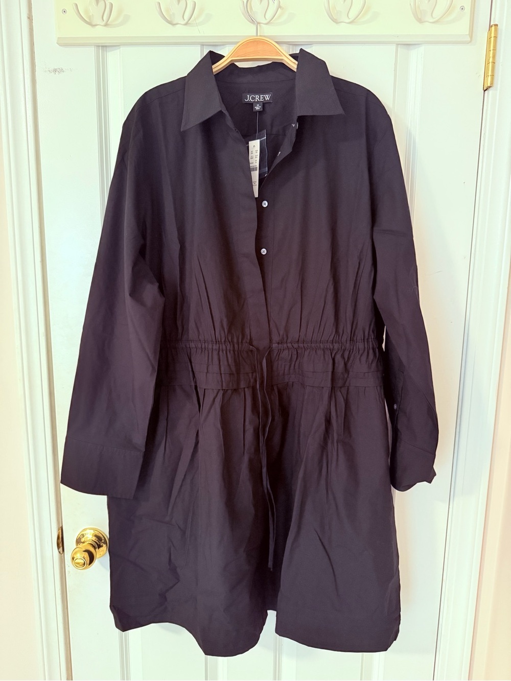 J. Crew Black Drawstring Shirt Dress